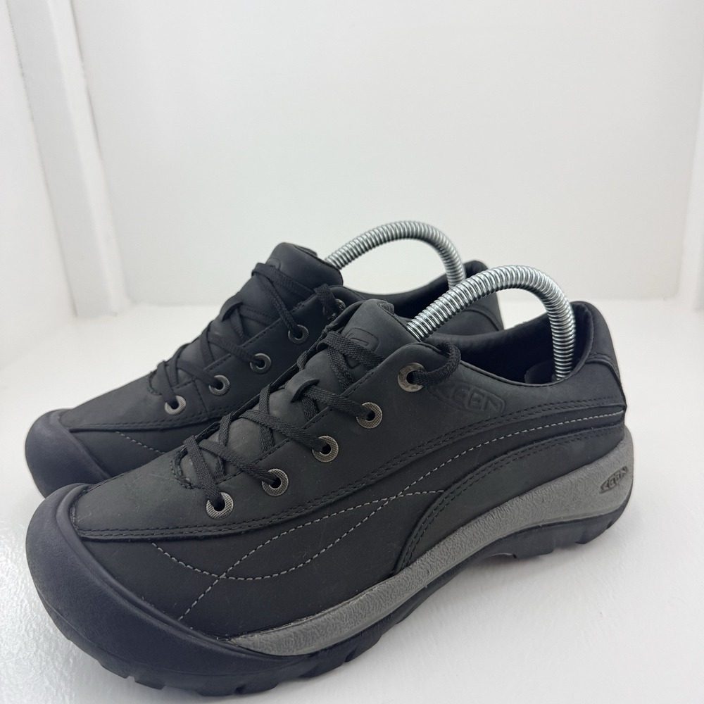 KEEN Presidio Womens 8 Black Leather Outdoor Comfort Walking Hiking Shoes